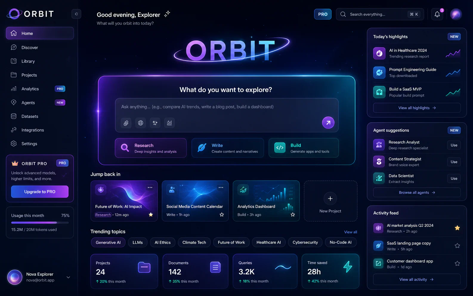 ORBIT 第一版,紫蓝渐变的 AI 默认审美